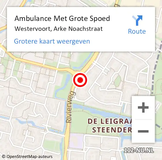 Locatie op kaart van de 112 melding: Ambulance Met Grote Spoed Naar Westervoort, Arke Noachstraat op 23 februari 2020 11:58