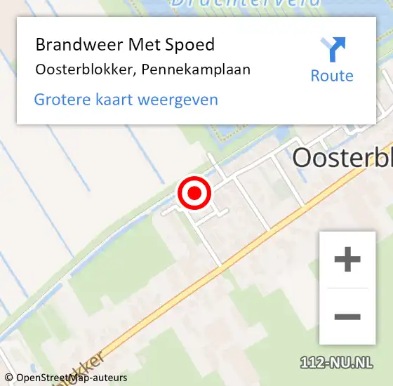 Locatie op kaart van de 112 melding: Brandweer Met Spoed Naar Oosterblokker, Pennekamplaan op 29 april 2014 11:31