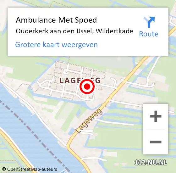 Locatie op kaart van de 112 melding: Ambulance Met Spoed Naar Ouderkerk aan den IJssel, Wildertkade op 29 april 2014 11:36