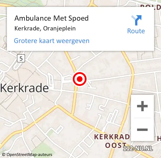 Locatie op kaart van de 112 melding: Ambulance Met Spoed Naar Kerkrade, Oranjeplein op 29 april 2014 11:37