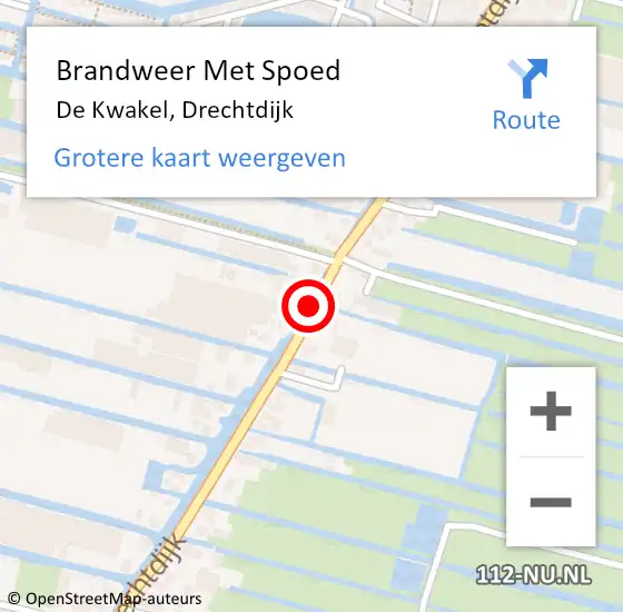 Locatie op kaart van de 112 melding: Brandweer Met Spoed Naar De Kwakel, Drechtdijk op 23 februari 2020 12:50