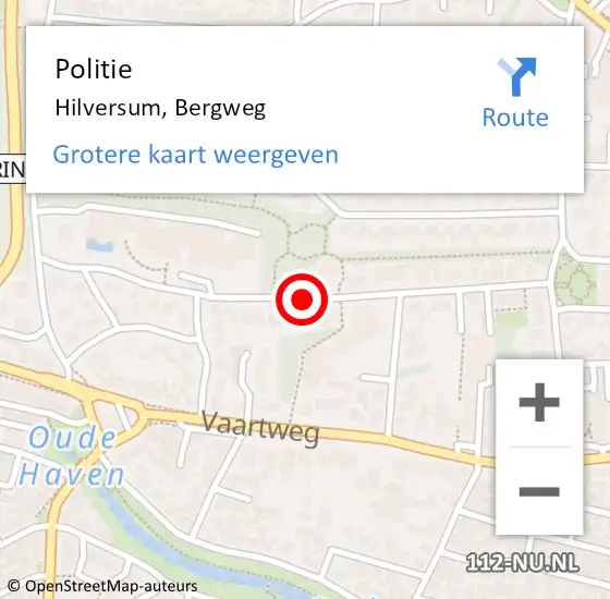 Locatie op kaart van de 112 melding: Politie Hilversum, Bergweg op 23 februari 2020 13:27