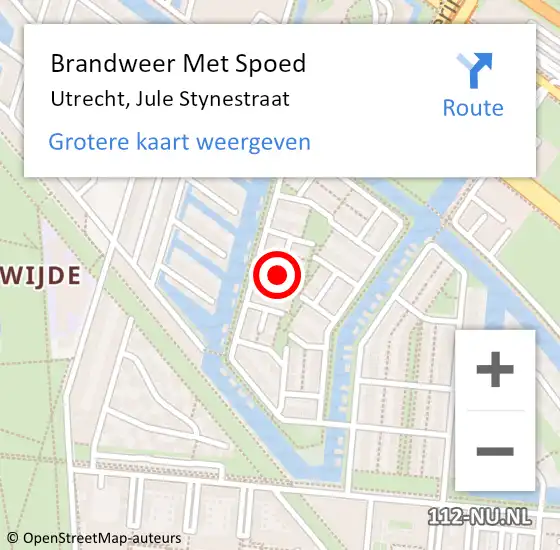 Locatie op kaart van de 112 melding: Brandweer Met Spoed Naar Utrecht, Jule Stynestraat op 23 februari 2020 13:32