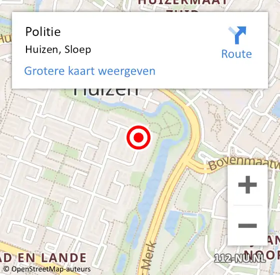 Locatie op kaart van de 112 melding: Politie Huizen, Sloep op 23 februari 2020 13:33