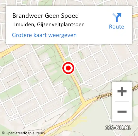 Locatie op kaart van de 112 melding: Brandweer Geen Spoed Naar IJmuiden, Gijzenveltplantsoen op 23 februari 2020 13:42