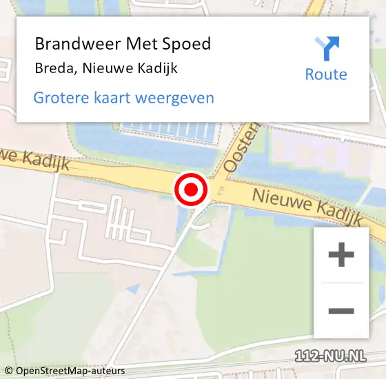 Locatie op kaart van de 112 melding: Brandweer Met Spoed Naar Breda, Nieuwe Kadijk op 23 februari 2020 14:22