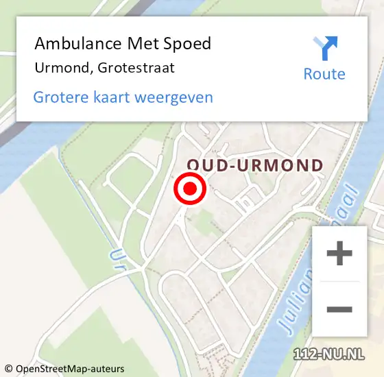 Locatie op kaart van de 112 melding: Ambulance Met Spoed Naar Urmond, Grotestraat op 29 april 2014 11:52