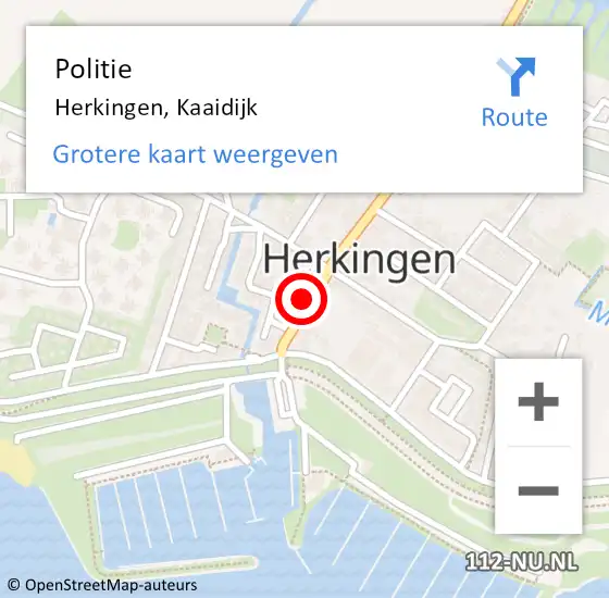 Locatie op kaart van de 112 melding: Politie Herkingen, Kaaidijk op 23 februari 2020 14:32