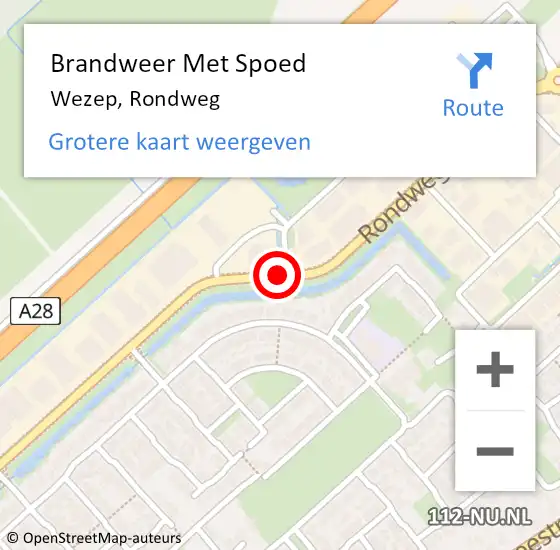 Locatie op kaart van de 112 melding: Brandweer Met Spoed Naar Wezep, Rondweg op 23 februari 2020 14:34