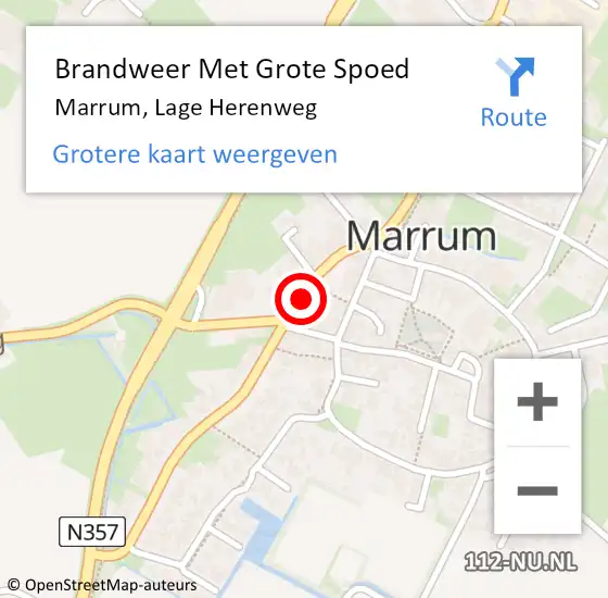 Locatie op kaart van de 112 melding: Brandweer Met Grote Spoed Naar Marrum, Lage Herenweg op 23 februari 2020 14:48