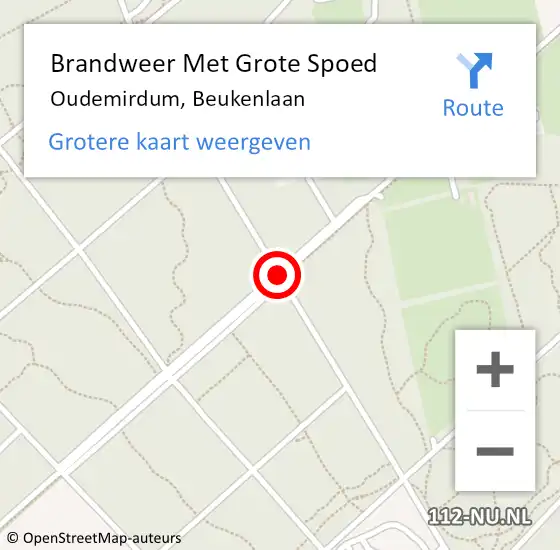 Locatie op kaart van de 112 melding: Brandweer Met Grote Spoed Naar Oudemirdum, Beukenlaan op 23 februari 2020 14:55