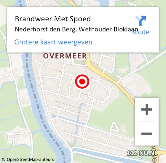 Locatie op kaart van de 112 melding: Brandweer Met Spoed Naar Nederhorst den Berg, Wethouder Bloklaan op 23 februari 2020 15:23
