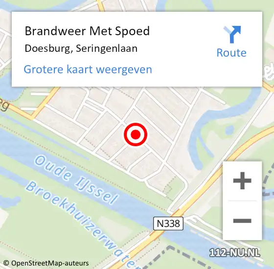 Locatie op kaart van de 112 melding: Brandweer Met Spoed Naar Doesburg, Seringenlaan op 23 februari 2020 15:27