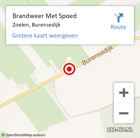 Locatie op kaart van de 112 melding: Brandweer Met Spoed Naar Zoelen, Burensedijk op 23 februari 2020 15:40