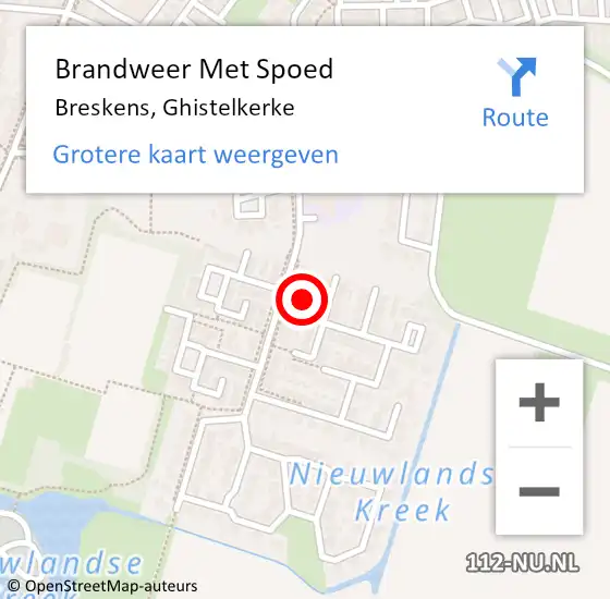 Locatie op kaart van de 112 melding: Brandweer Met Spoed Naar Breskens, Ghistelkerke op 23 februari 2020 15:42