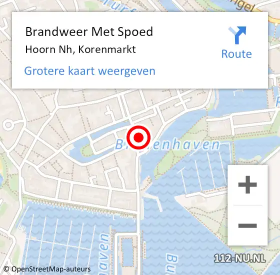 Locatie op kaart van de 112 melding: Brandweer Met Spoed Naar Hoorn Nh, Korenmarkt op 23 februari 2020 15:55