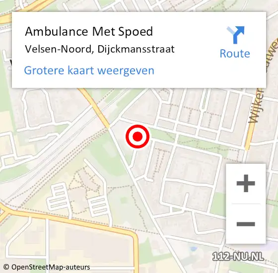 Locatie op kaart van de 112 melding: Ambulance Met Spoed Naar Velsen-Noord, Dijckmansstraat op 23 februari 2020 16:15
