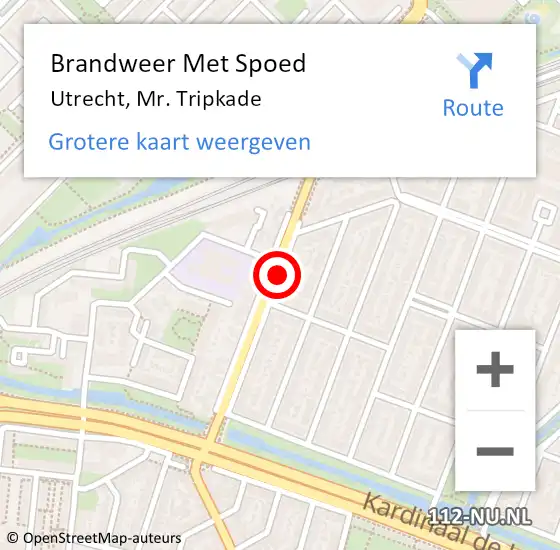 Locatie op kaart van de 112 melding: Brandweer Met Spoed Naar Utrecht, Mr. Tripkade op 23 februari 2020 16:19