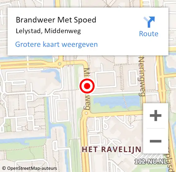 Locatie op kaart van de 112 melding: Brandweer Met Spoed Naar Lelystad, Middenweg op 23 februari 2020 16:31