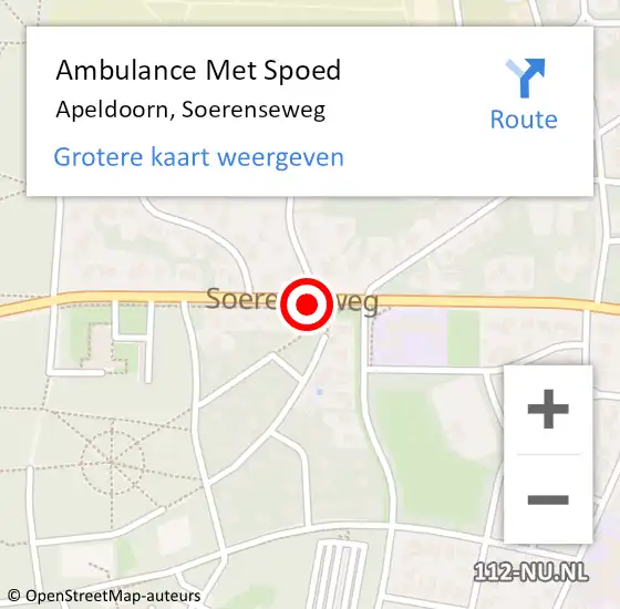 Locatie op kaart van de 112 melding: Ambulance Met Spoed Naar Apeldoorn, Soerenseweg op 23 februari 2020 16:35