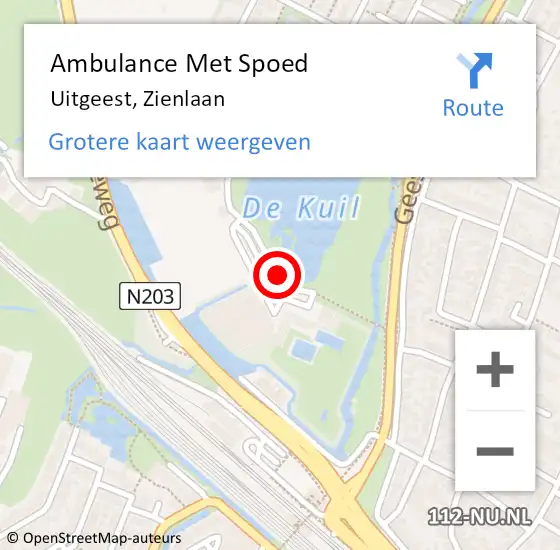 Locatie op kaart van de 112 melding: Ambulance Met Spoed Naar Uitgeest, Zienlaan op 23 februari 2020 16:43