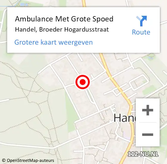 Locatie op kaart van de 112 melding: Ambulance Met Grote Spoed Naar Handel, Broeder Hogardusstraat op 23 februari 2020 16:50