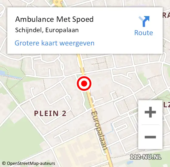 Locatie op kaart van de 112 melding: Ambulance Met Spoed Naar Schijndel, Europalaan op 23 februari 2020 17:33