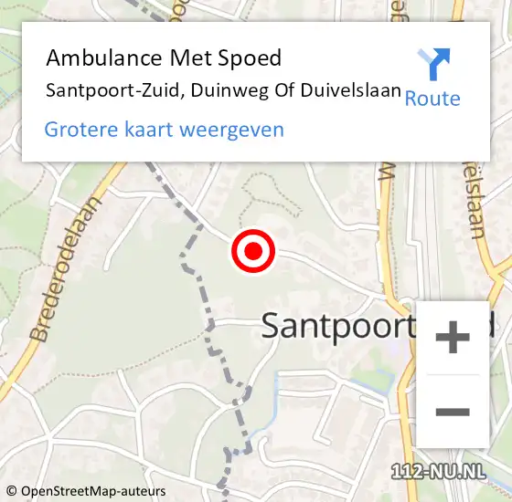 Locatie op kaart van de 112 melding: Ambulance Met Spoed Naar Santpoort-Zuid, Duinweg Of Duivelslaan op 23 februari 2020 17:38