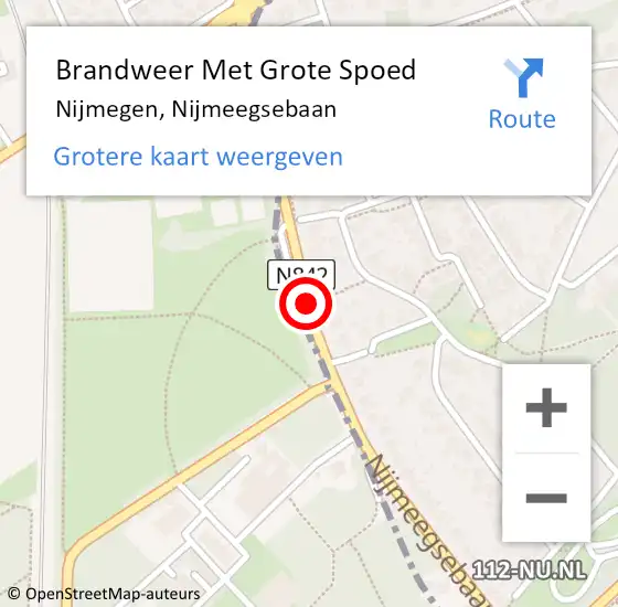 Locatie op kaart van de 112 melding: Brandweer Met Grote Spoed Naar Nijmegen, Nijmeegsebaan op 23 februari 2020 19:16