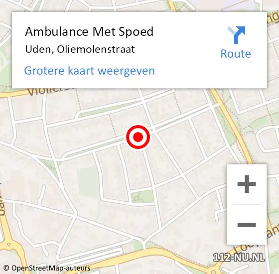 Locatie op kaart van de 112 melding: Ambulance Met Spoed Naar Uden, Oliemolenstraat op 23 februari 2020 19:24