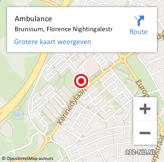 Locatie op kaart van de 112 melding: Ambulance Brunssum, Florence Nightingalestr op 29 april 2014 12:17