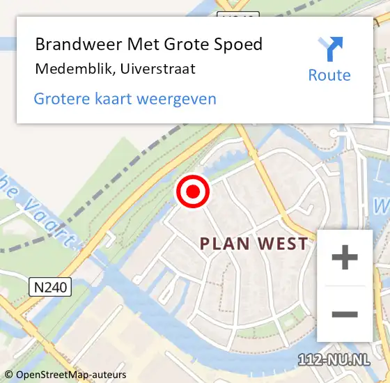 Locatie op kaart van de 112 melding: Brandweer Met Grote Spoed Naar Medemblik, Uiverstraat op 23 februari 2020 20:00