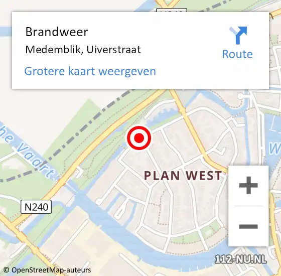 Locatie op kaart van de 112 melding: Brandweer Medemblik, Uiverstraat op 23 februari 2020 20:03