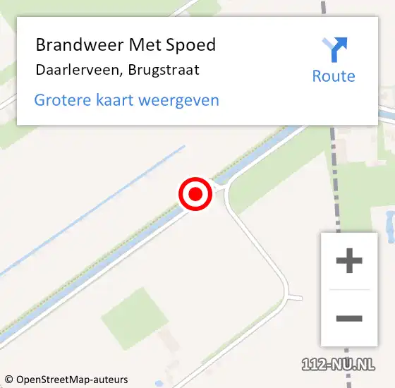 Locatie op kaart van de 112 melding: Brandweer Met Spoed Naar Daarlerveen, Brugstraat op 23 februari 2020 20:16