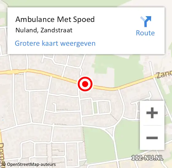 Locatie op kaart van de 112 melding: Ambulance Met Spoed Naar Nuland, Zandstraat op 23 februari 2020 20:41