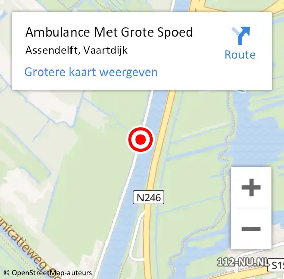 Locatie op kaart van de 112 melding: Ambulance Met Grote Spoed Naar Assendelft, Vaartdijk op 23 februari 2020 21:48