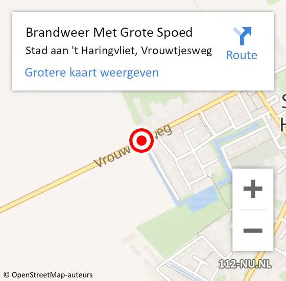 Locatie op kaart van de 112 melding: Brandweer Met Grote Spoed Naar Stad aan 't Haringvliet, Vrouwtjesweg op 23 februari 2020 22:00