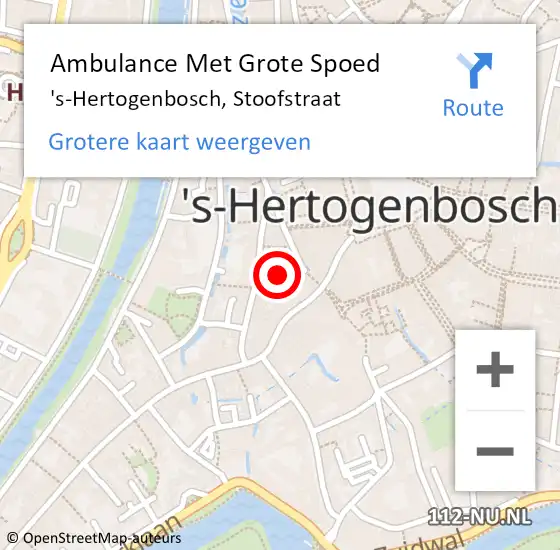 Locatie op kaart van de 112 melding: Ambulance Met Grote Spoed Naar 's-Hertogenbosch, Stoofstraat op 23 februari 2020 22:36