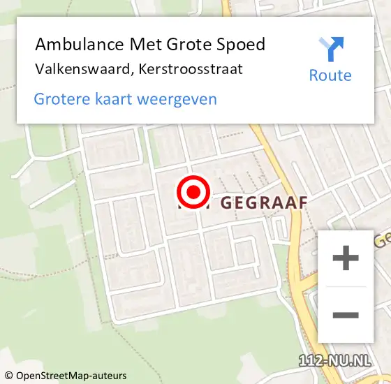 Locatie op kaart van de 112 melding: Ambulance Met Grote Spoed Naar Valkenswaard, Kerstroosstraat op 23 februari 2020 22:49