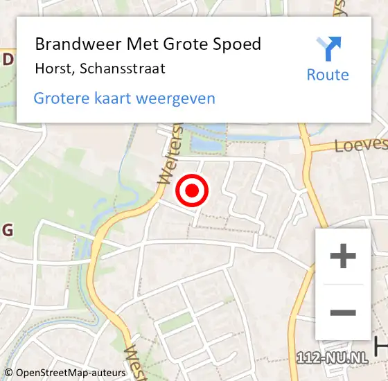 Locatie op kaart van de 112 melding: Brandweer Met Grote Spoed Naar Horst, Schansstraat op 23 februari 2020 23:32