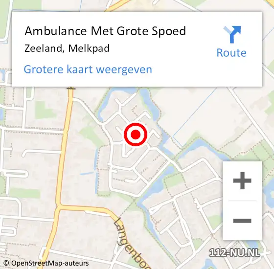 Locatie op kaart van de 112 melding: Ambulance Met Grote Spoed Naar Zeeland, Melkpad op 24 februari 2020 00:24