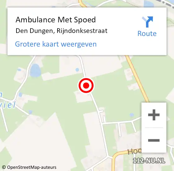 Locatie op kaart van de 112 melding: Ambulance Met Spoed Naar Den Dungen, Rijndonksestraat op 24 februari 2020 00:50