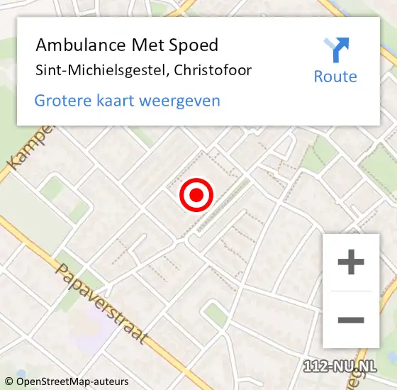 Locatie op kaart van de 112 melding: Ambulance Met Spoed Naar Sint-Michielsgestel, Christofoor op 24 februari 2020 00:57