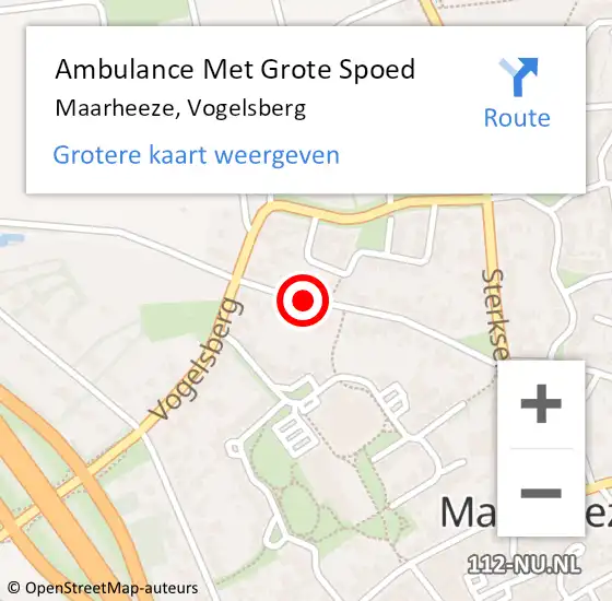 Locatie op kaart van de 112 melding: Ambulance Met Grote Spoed Naar Maarheeze, Vogelsberg op 24 februari 2020 01:28