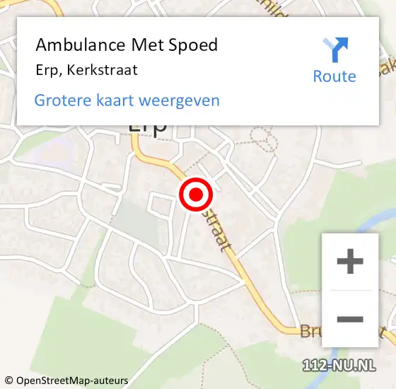 Locatie op kaart van de 112 melding: Ambulance Met Spoed Naar Erp, Kerkstraat op 24 februari 2020 03:16