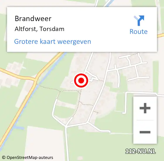 Locatie op kaart van de 112 melding: Brandweer Altforst, Torsdam op 24 februari 2020 04:01