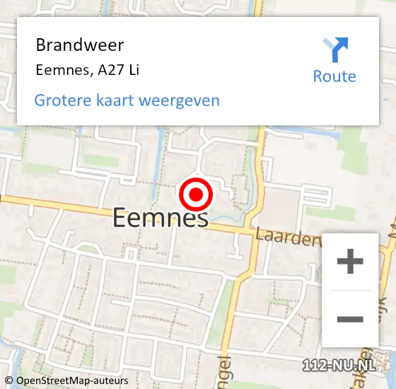 Locatie op kaart van de 112 melding: Brandweer Eemnes, A27 Li op 29 april 2014 12:38
