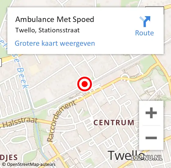 Locatie op kaart van de 112 melding: Ambulance Met Spoed Naar Twello, Stationsstraat op 24 februari 2020 06:02