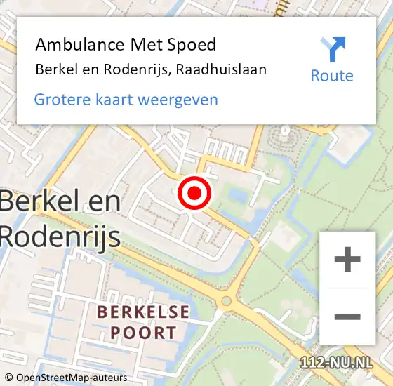 Locatie op kaart van de 112 melding: Ambulance Met Spoed Naar Berkel en Rodenrijs, Raadhuislaan op 24 februari 2020 08:52