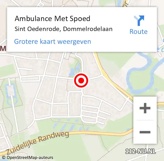 Locatie op kaart van de 112 melding: Ambulance Met Spoed Naar Sint Oedenrode, Dommelrodelaan op 24 februari 2020 10:04